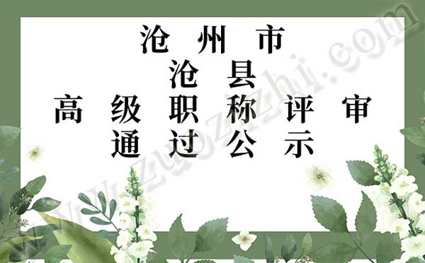 滄州職稱評審公示