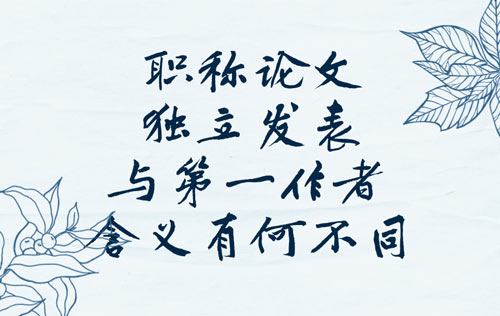 職稱論文獨立發表與第一作者含義有何不同